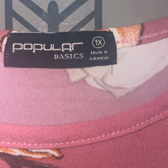 Cute Pink Floral Dress Popular Basics size 1x - Picture 3 of 5